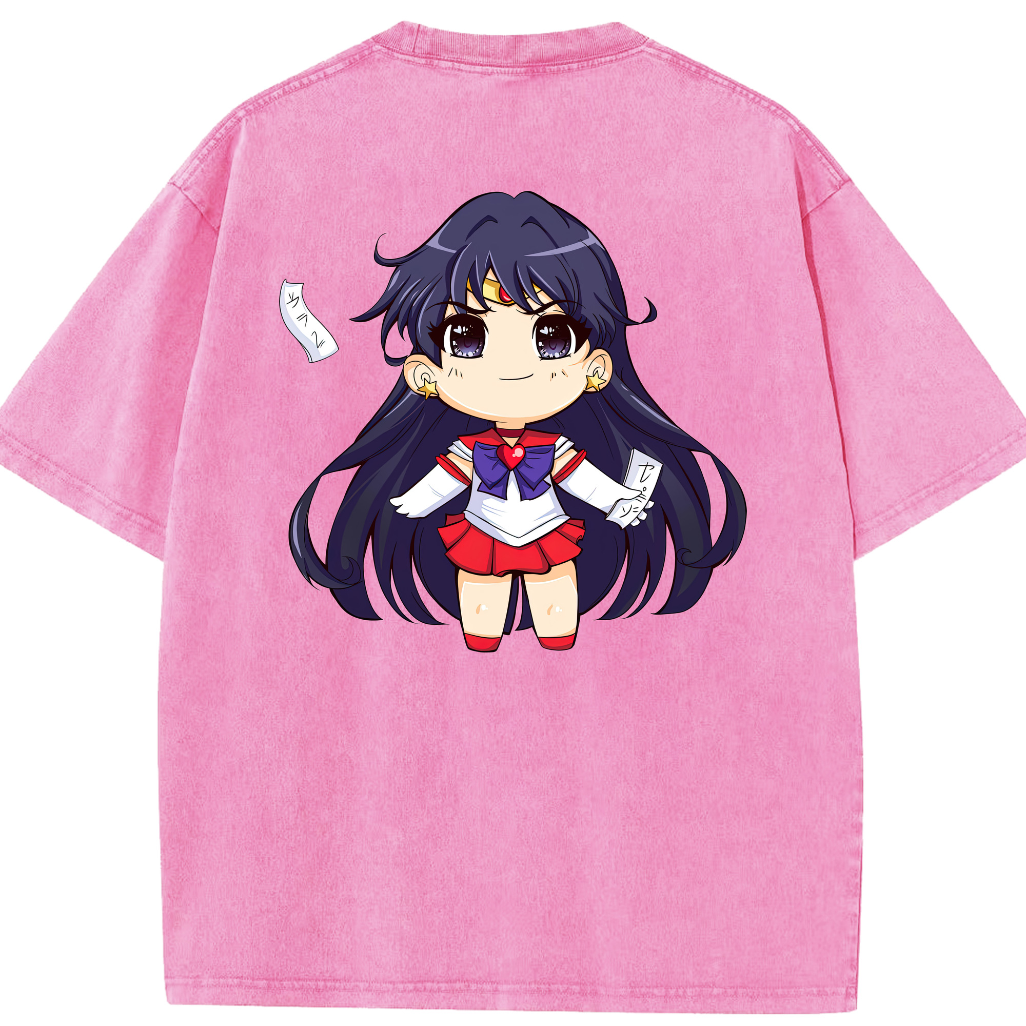 （画像用） 美少女戦士セーラームーン 火野レイ ひの レイ Sailor Moon Hino Rei （セーラーマーズ,Sailor Mars） 綿100% ヴィンテージ風 半袖Tシャツ（背面プリント）